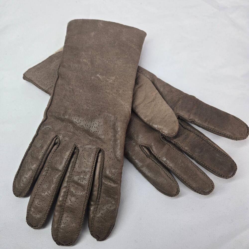 Fownes Gloves Vintage 90s Brown Leather Thinsulate Lining Women's Large